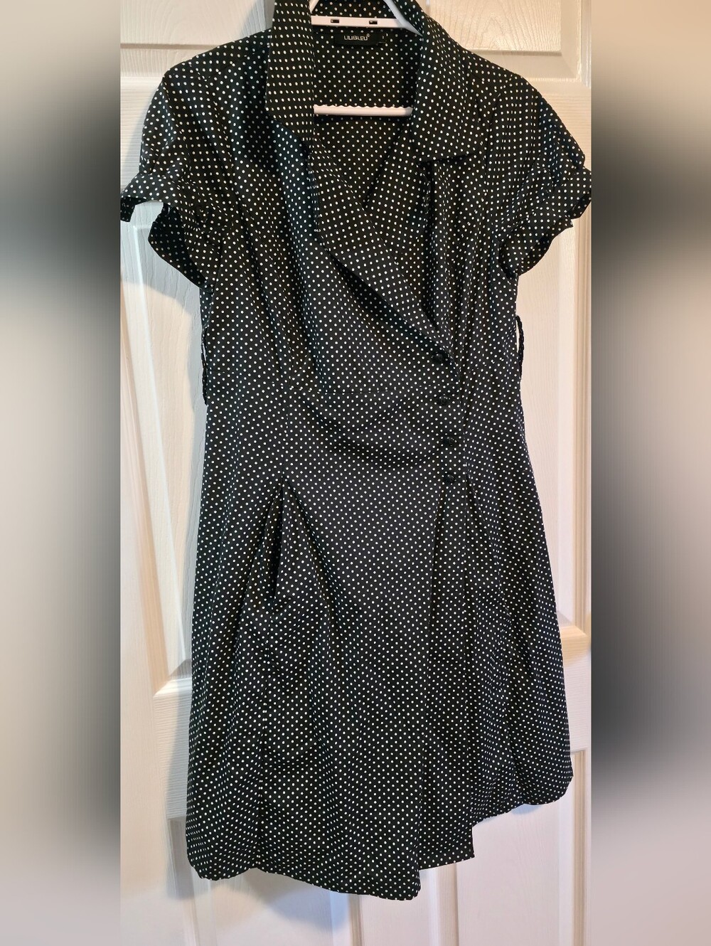4/$67 Deal! Black Polka Dot Cotton Midi Dress
